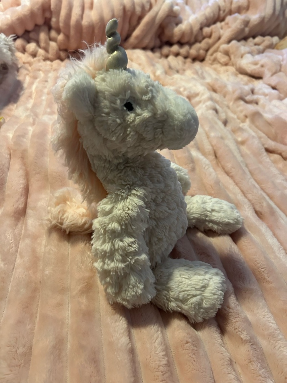 Mary Meyer Unicorn Ivory White Shaggy Plush Pink Mane Stuffed Animal